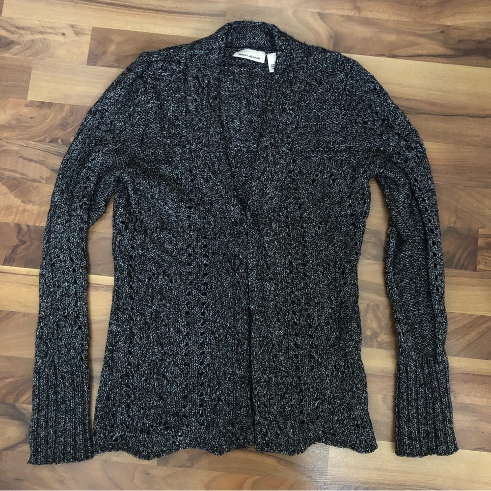 DKNY charcoal cableknit cardigan